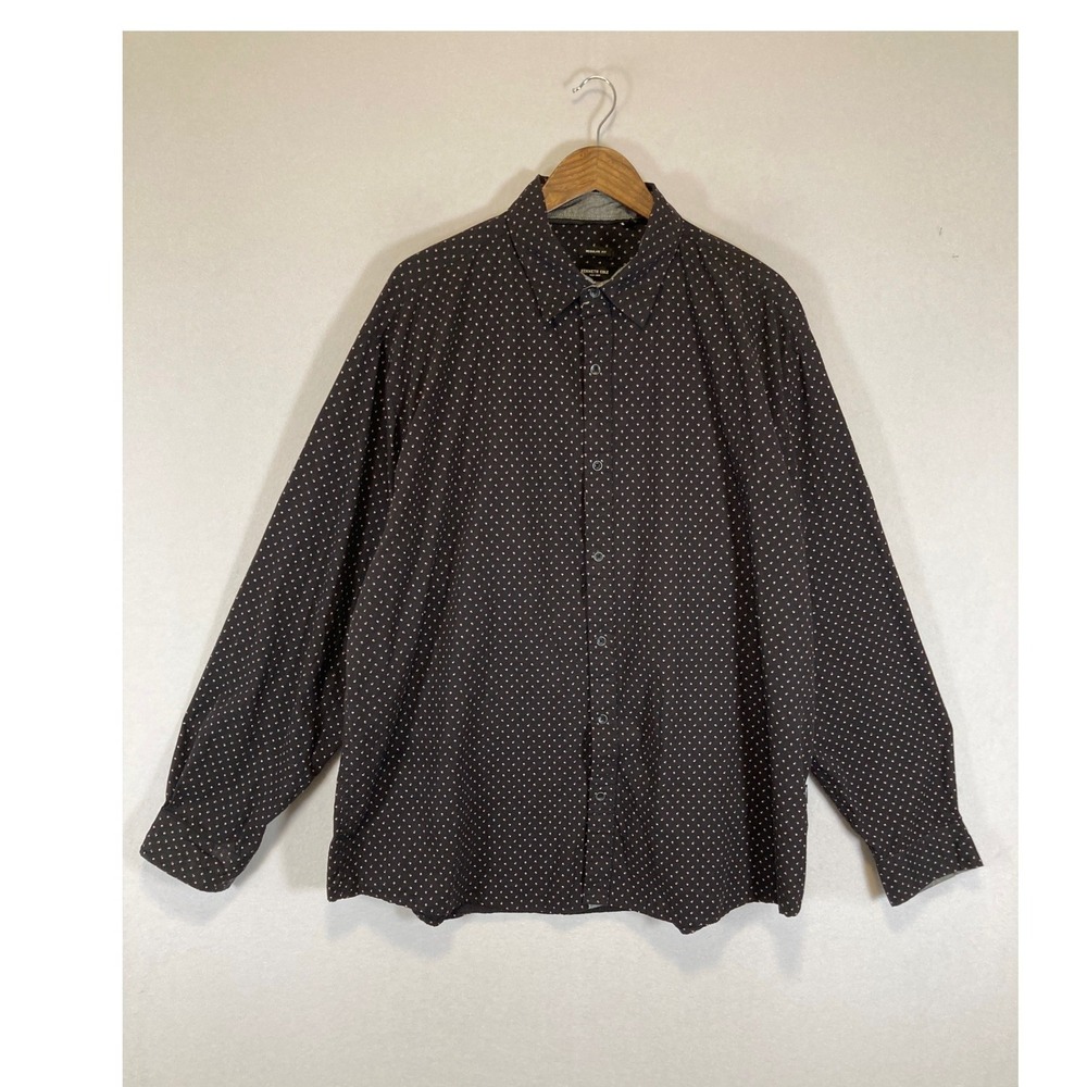 Modern Geometric Kenneth Cole Mens 3X Black Long Sleeve Button Down‎ Shirt